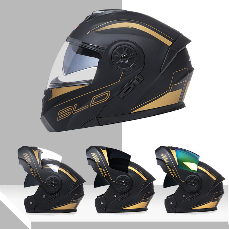 Dual Visor Motorcycle Racing Helmet - Dual Lens Helm Modular Fashion Flip