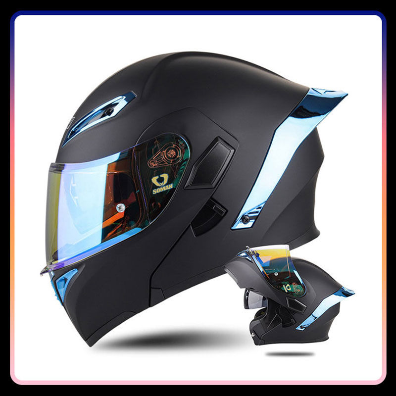 Dual Visor Motorcycle Racing Helmet - Four Seasons Universal Flip Up Motorradhelme