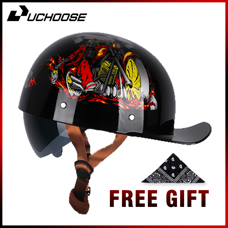 Vintage Open Face Retro Helmet - Uchoose Sommer Motorrad Casque DS Baseball