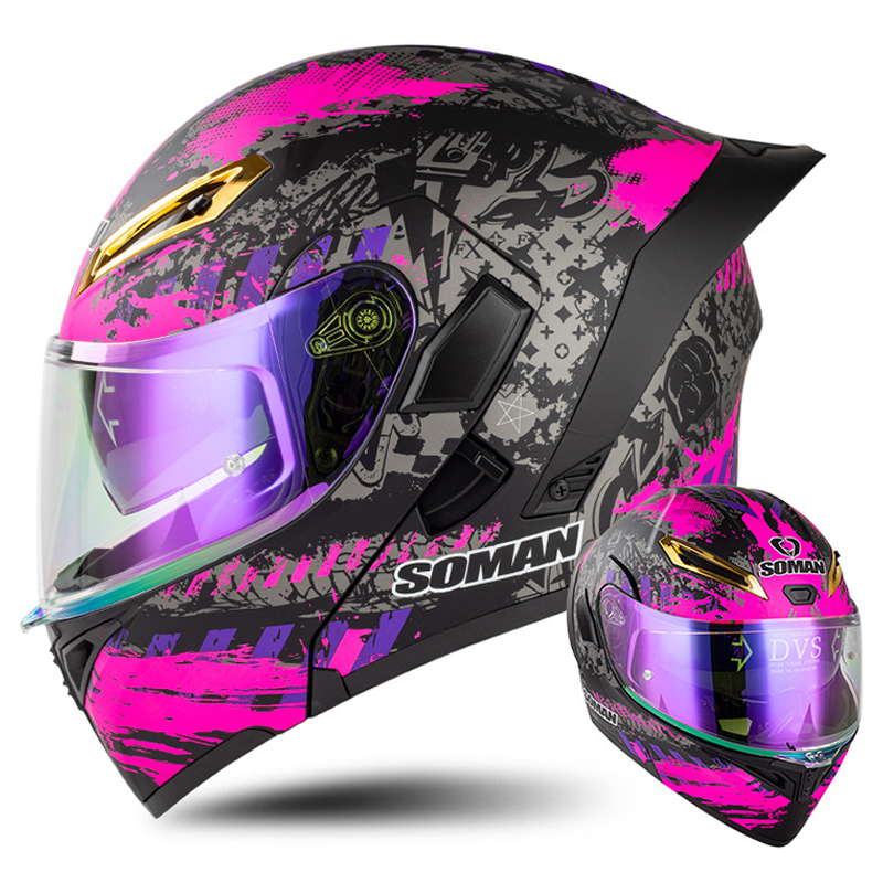 Modular Flip Up Motorcycle Helmet Dot Approved - Punkt genehmigt Männer Motorrad Helm Doppel