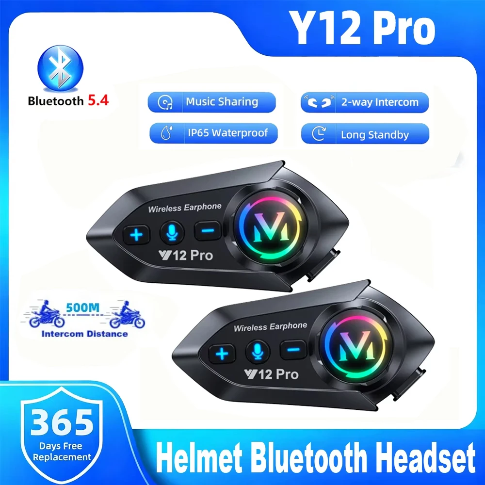 Full Face Motorcycle Helmet With Bluetooth - Y12 Pro Motorradhelm Bluetooth-Intercom Sprachassistent Multi-Szenen-Musikmischung