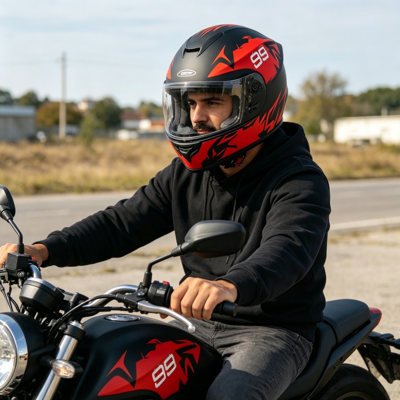 Dual Visor Motorcycle Racing Helmet - Herren Integralhelm Motorradhelm mit Doppelvisier Racing