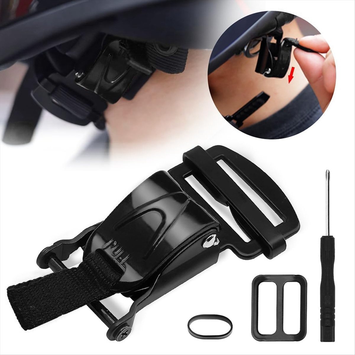 Quick Release Buckle Motorcycle Helmet - Kompatibles Schnellverschluss-Schnallen-Ersatzset für Helme, Ratschenhelme für