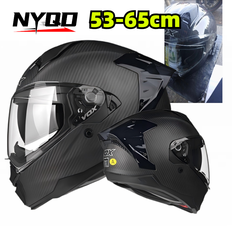 Dual Visor Motorcycle Racing Helmet - Carbon-Faser Vollgesichts-Motorradhelm F605 Doppelvisier Vier-Jahreszeiten Unisex