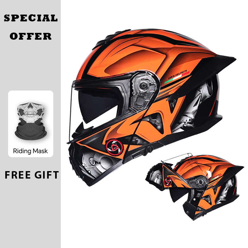Dual Visor Motorcycle Racing Helmet - Motorrad Klapphelm Doppelvisier Großer Schwanz Vier