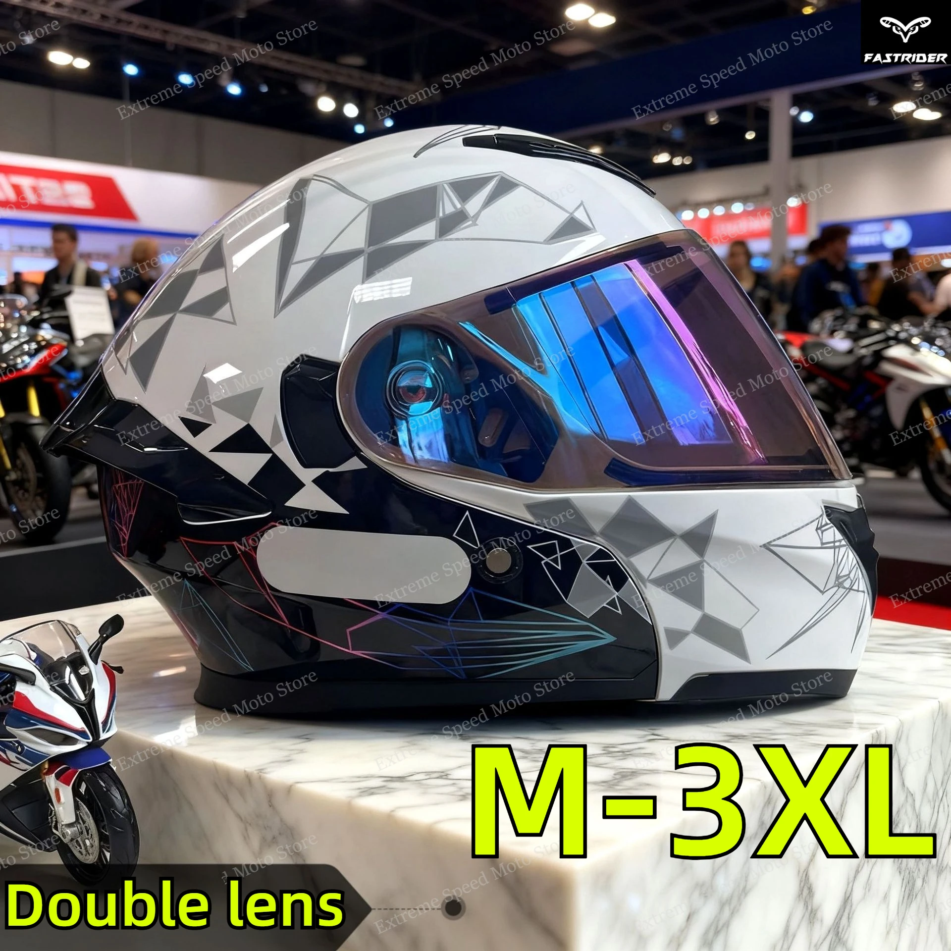 Dual Visor Motorcycle Racing Helmet - Zertifizierter modularer Klapphelm für Motorräder, Integralhelm