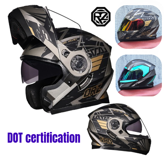 Modular Flip Up Motorcycle Helmet Dot Approved - Orz Vollgesichts-Doppelvisier-Motorrad helm Motocross-Renn roller Modulare