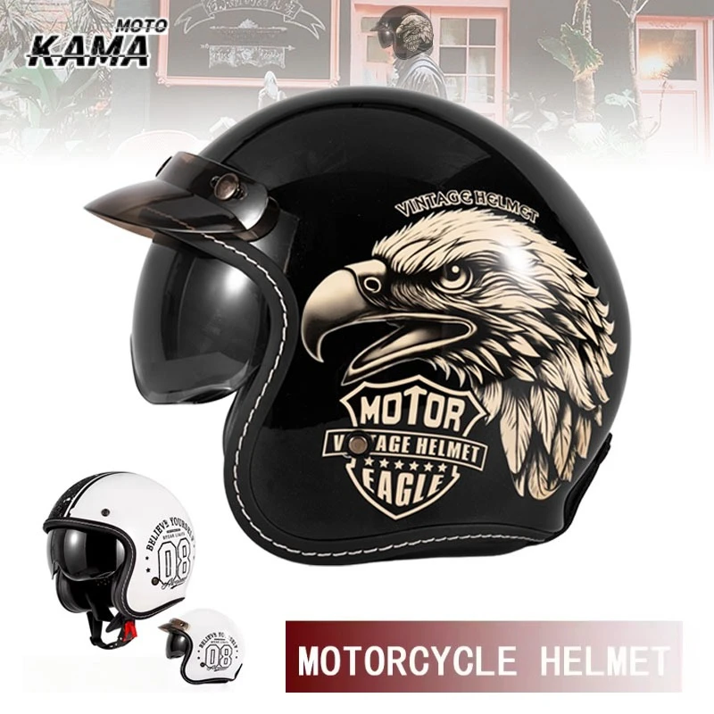 Vintage Open Face Retro Helmet - HOT Open Face Motorradhelm Vintage Moto