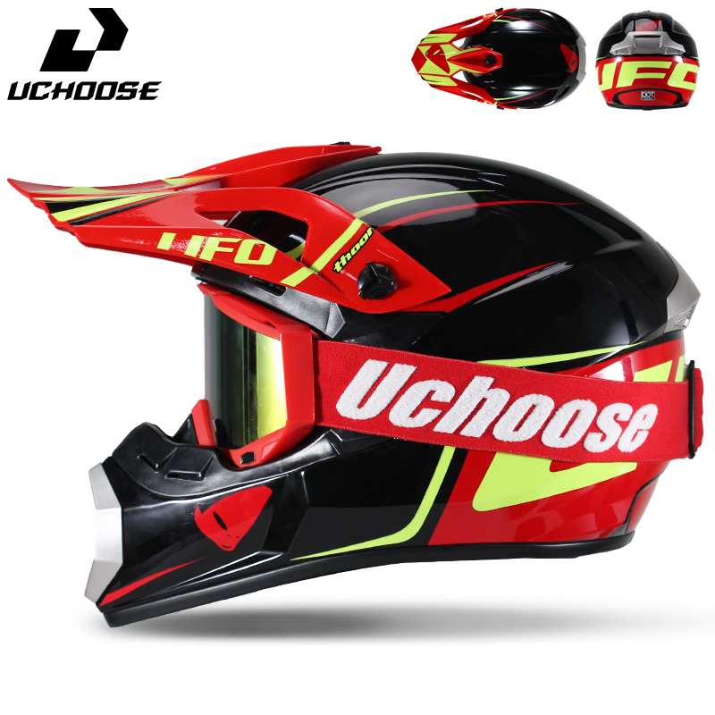 Off Road Motocross Helmet Goggles Set - Uchoose Motocross-Helm-Set für Erwachsene, Offroad-Vollgesichtshelm mit