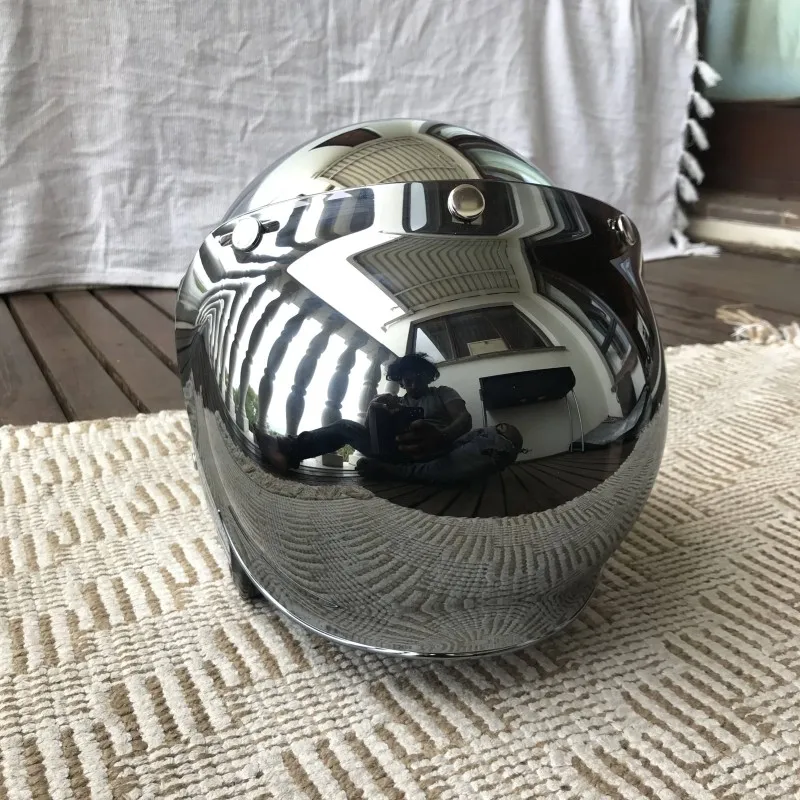 Spiegel Silber Chrom Motorrad  – Vintage Open Face Retro Helmet Bewertung und Preis