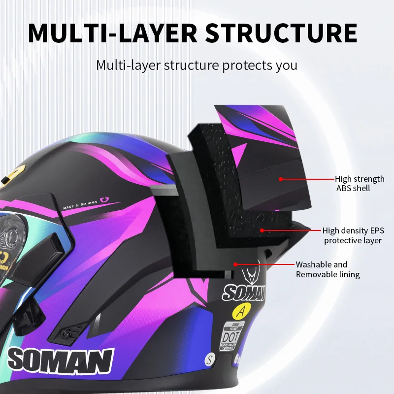 SOMAN Integralhelm Dual Lens F – Dual Visor Motorcycle Racing Helmet Bewertung und Preis